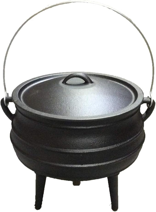 Cuisiland 10QT Cast Iron Potjie Cauldron Pot with Lid & 3 Legs – Pre-Seasoned South African-Style Campfire Pot for Outdoor Cooking, Soups, Stews & Braising – Heavy-Duty Cast Iron Dutch Oven