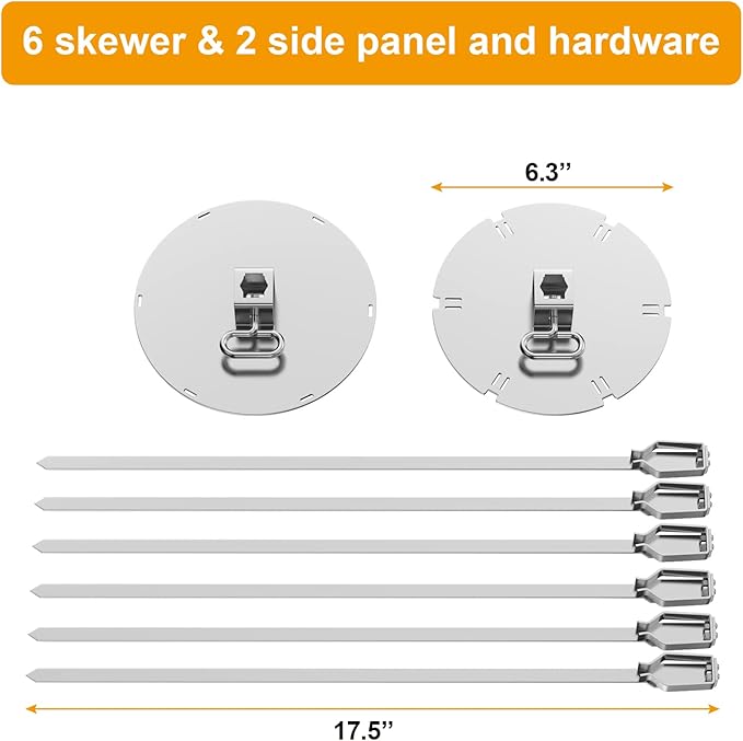 LS'BABQ Rotisserie Kabob Rods-BBQ Accessories for Napoleon Grill,Universal Rotisserie Shish-Kebab Skewer Set Fit Most Spit rods of Grills Rotisserie,Stainless Steel