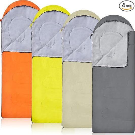 Macarrie 4 Pcs 0 Degree Camping Sleeping Bags Bulk for Adults 4 Season Warm Cold Weather Sleeping Bags with Compression Sack Lightweight Portable Waterproof for Backpacking Hiking Outdoor