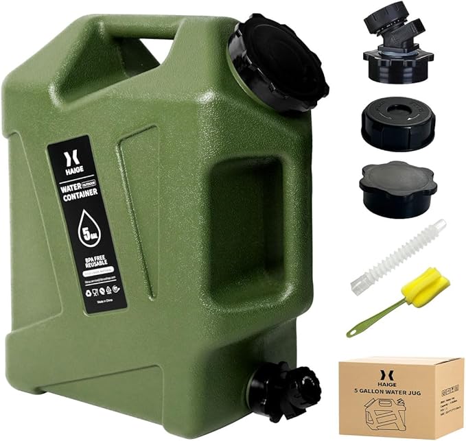 HAIGE Gallon Water Container with Spigot (5 Gallon Water Jug Green)