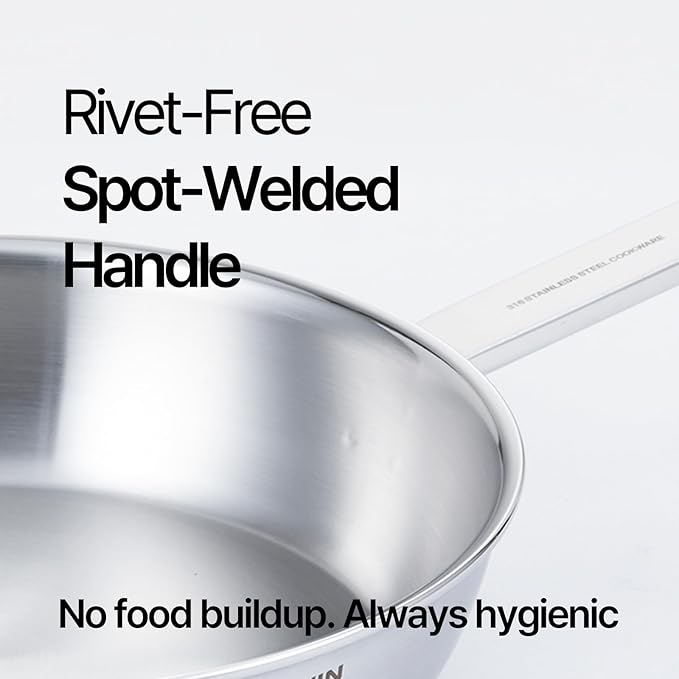 11-Inch 316 Stainless Steel Frying Pan, 5-Ply Stainless Steel Skillet, Induction Compatible, Dishwasher & Oven Safe
