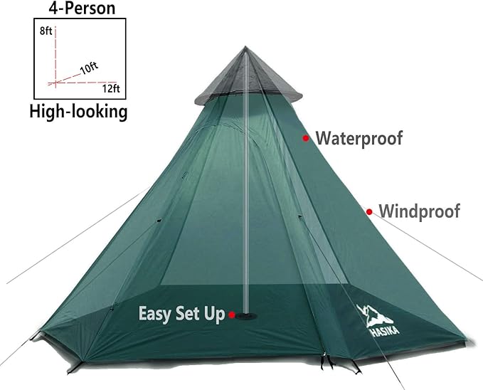 Camping Tent 2-4 Person Screen Tent Double Layer with Floor Waterproof Windproof 4 Season Large Space 12x10x8ft Outdoor Family Event