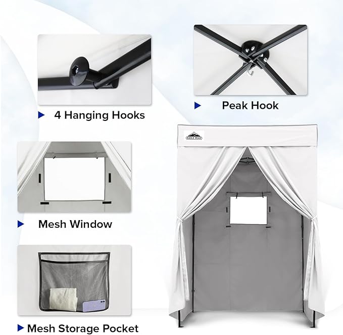 EAGLE PEAK Flex Compact 5x5 Pop-up Canopy Changing Room, Portable Privacy Dressing Room for Indoor Fashion Photoshoots, Camping, or Pool, White