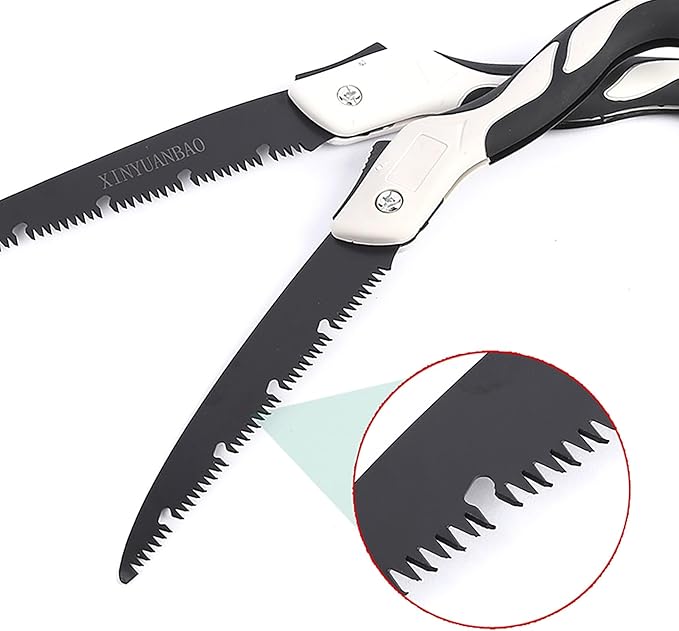 Folding Saw with Rubber Handle, 24.8 Inch Manganese Steel SK-5 Blade Pruning Saw for Hunting, Gardening, Camping and Trimming (blade 29cm)