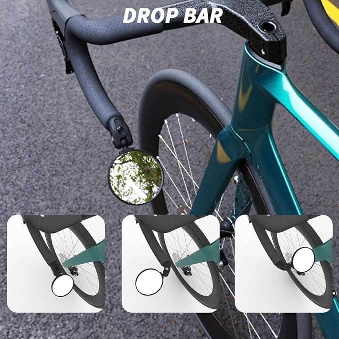Bike Mirrors,Bike Bar End Mirror, HD Glass Convex Lens Bicycle Rearview Mirror, Safe Cycling Rearview Mirror, Easy to Install
