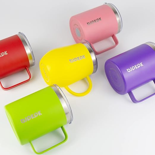 BJPKPK 2 pcs Insulated Coffee Mug, 14oz Insulated Tumbler with Lid, Stainless Steel Coffee Cups with Splash Proof Lid-Gray