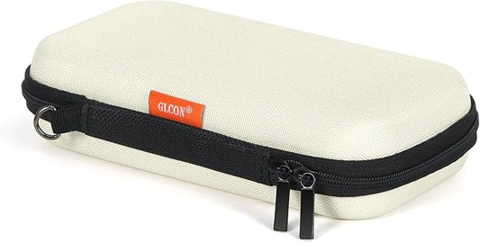 GLCON Off White Small Travel Electronic Organizer Case - Universal Hard Carrying Case Portable Storage Pouch Bag for Tech Accessories, Cable, Cord, MP3 Players, Card, Car Key Cash, SD Card