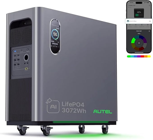 Autel 3072Wh Portable Power Station, Automotive-Grade LiFePO₄ Power Station, 120V AC Outlets x 5, 1.2H Fast Charge, Solar Generator for Home Use, Power Outage, RV, Camping, Emergencies