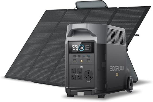 EF ECOFLOW Solar Generator 120V/3.6KWh DELTA Pro with 400W Portable Solar Panel, 23% High Efficiency, 5 AC Outlets, 3600W Portable Power Station for Home Backup Outdoors Camping RV Emergency