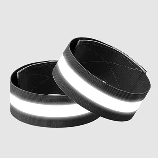 4PCS Reflective Wrist Strap 4x1.5cm Running Safety Gear Reflective Wristbands High Visibility Bike Ankle Bands Reflector Armband Self-Adhesive Reflective Bands for Walking,Night Sports Black