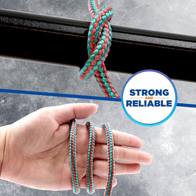 1/4" x 65' (6 mm x 20 m) 16 Strand Strong Heavy-Duty Tactical Paracord, Clothes Line Camping Utility - All-Purpose Lightweight Diamond Braid Rope for Tie, Pull, Swing, Knot