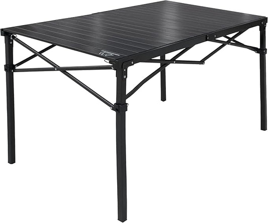 Heavy-Duty Roll-Top Table for Camping (Large) - Portable Aluminum-Top Folding Table with Steel Frame by Caddis Sports