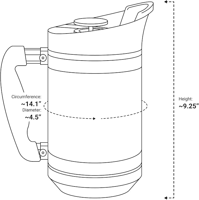 BaseCamp Coffee Press - Double Wall Insulated Stainless Steel - Bru-Stop Technology, No Grounds in Coffee, No Spill Lid (Obsidian, 32 fl.oz)