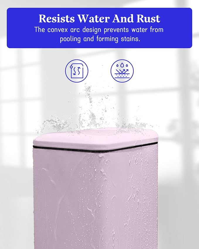 JM.YIPENG 17L Rubbish Bin, Pedal Bin with Lid and Foot Pedal with Inner Bucket, Rectangular Pedal Bin for Living Room, Office, Pink