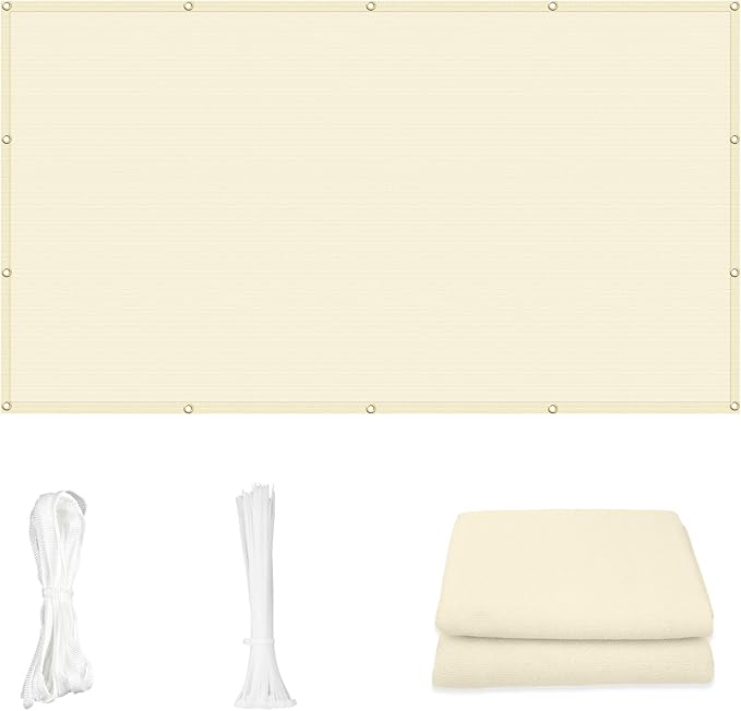 Cool Area Sun Shade Cloth with Grommets 13×16 FT Shade Panel Shade Tarp Screen Fabic for Outdoor Patio Pergola Cover Deck Garden, Butter Cream (Customized)