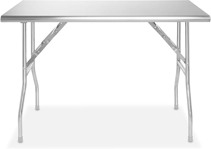 GRIDMANN Stainless Steel Folding Table 48 x 24 Inch, NSF Kitchen Prep & Work Table
