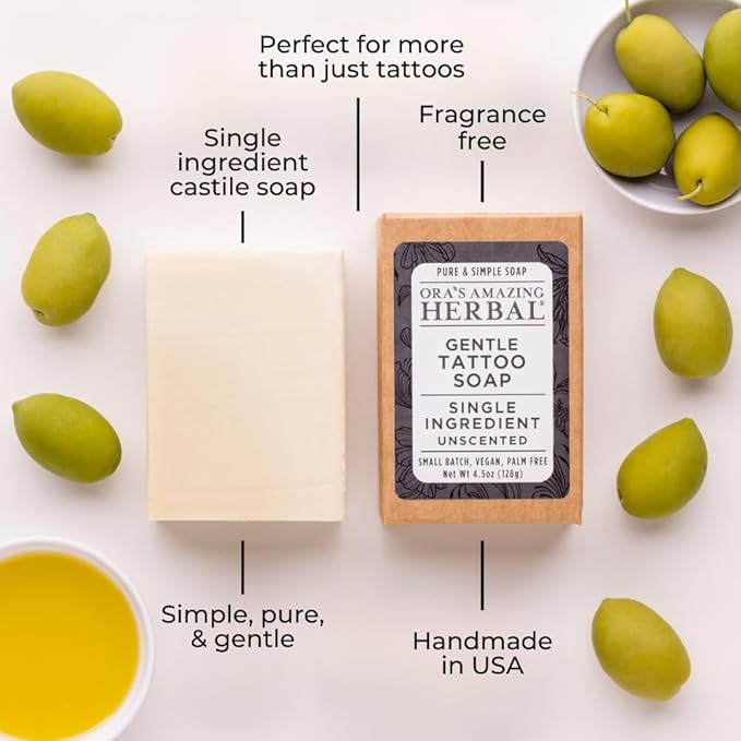 Tattoo Soap, Unscented, Made in the USA, Ora’s Amazing Herbal