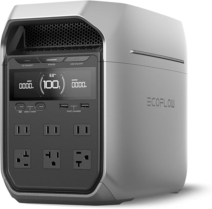 EF ECOFLOW Portable Power Station DELTA 3 Plus, 1024Wh LiFePO4 (LFP) Battery, 1800W AC/140W USB-C Output, Solar Generator (Solar Panel Optional) for Home Backup, Camping&RV