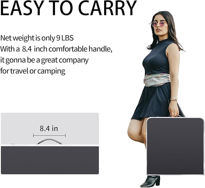 Folding Table Portable Picnic Table 4FT Camping Table Camp Table Black Aluminum Outdoor for Card BBQ 47×23.6×27/24/21 inch