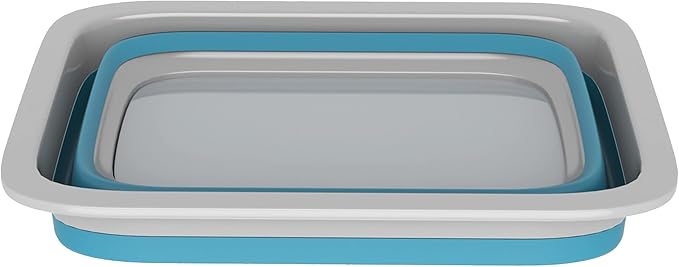 Collapsible Bucket - 7.27-Liter Multipurpose Wash Bin for Camping, Beach Trips, Tailgating Parties, and Cleaning Supplies by Wakeman (Blue)