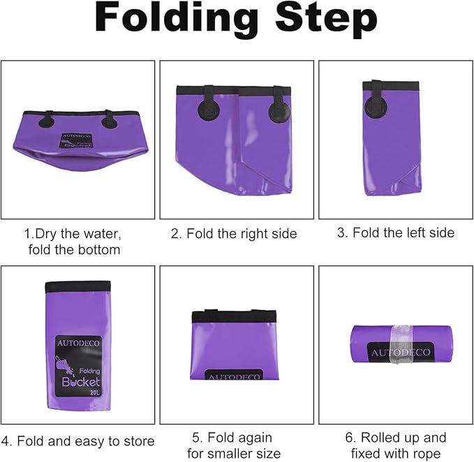 AUTODECO Collapsible Bucket 5 Gallon Container Folding Water Bucket Portable Wash Basin 20L