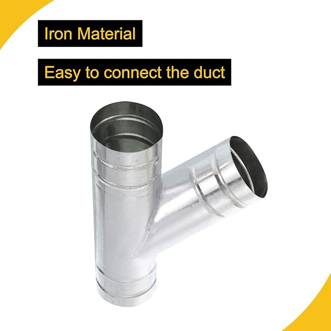 3" Inch Galvanized Steel Y Shape 3 Way Duct Splitter - 45 Degree HVAC Ventilation Fitting for Dryer Vent, Exhaust Fan & Dust Collection Systems