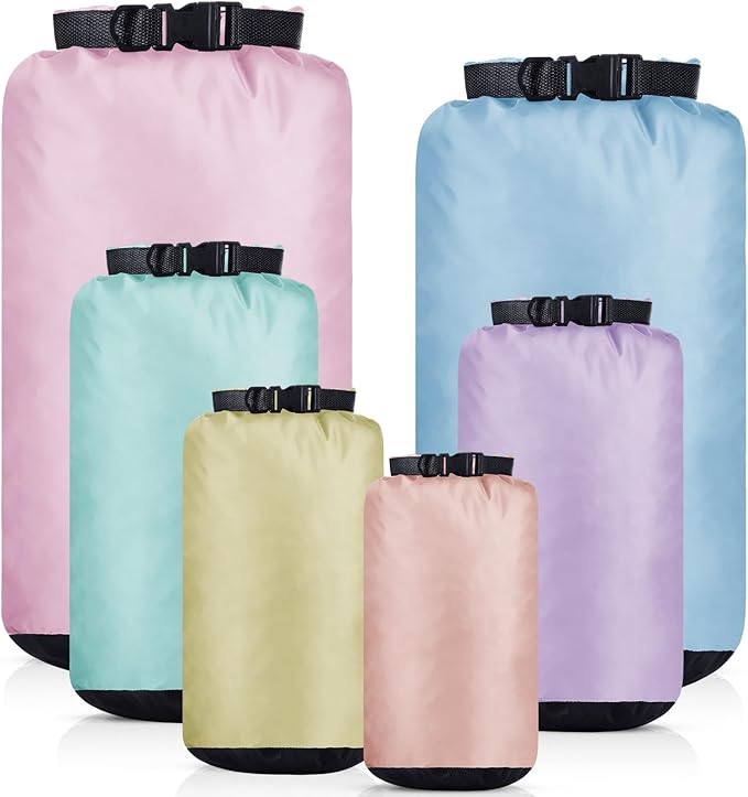 6 Pcs Waterproof Dry Bag Sack Lightweight Outdoor Dry Bags 35 L, 20 L, 15 L, 10 L, 5 L, 3 L Waterproof Boat Bag for Kayaking, Backpacking, Hiking, Camping Rafting (Macaron Color)