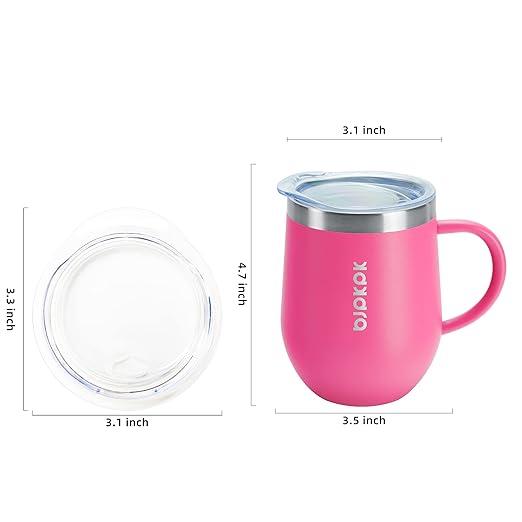 BJPKPK 2 pcs Insulated Coffee Mug, 12 oz Stainless Steel Insulated Coffee Tumbler with Lid for Hot Drinks & Cold Drinks-Pink