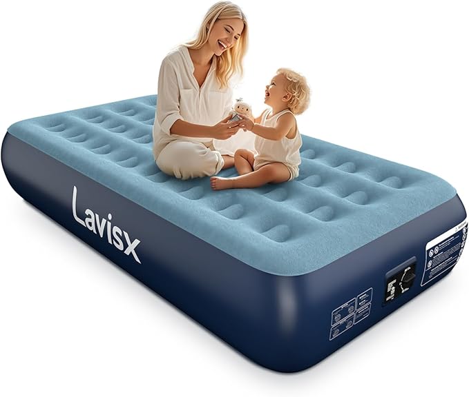 Twin Air Mattress with Built in Pump 13" Blow Up Mattress Raised Air Bed, 3 Mins Quick Self Inflatable with Storage Bag for Guest and Home