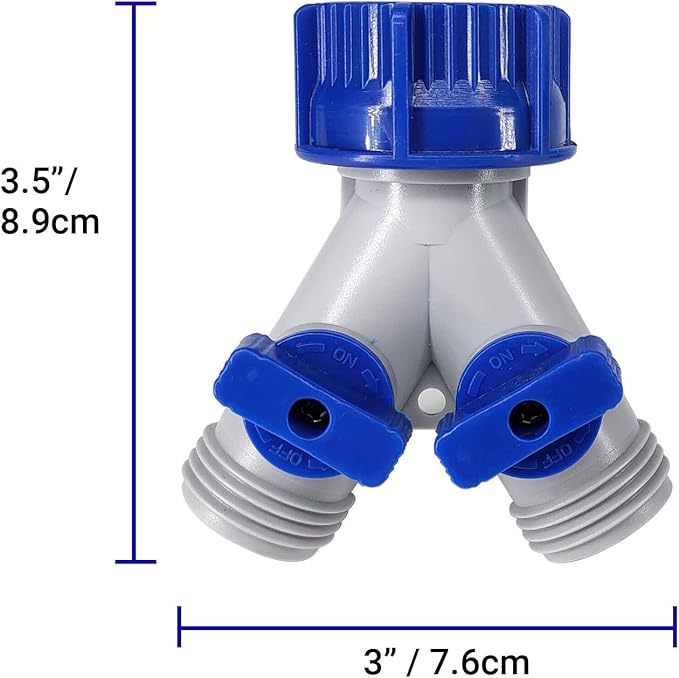 Garden Hose Splitter, 2Pcs 360° 3/4" Plastic Water Hose Splitter 2 Way, Garden Hose Connector with Faucet Watering Shut Off for Landscaping, Gardening, Flower Planting, Irrigation