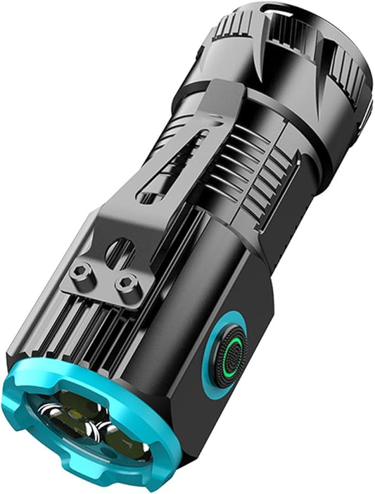 Mini Multifunction Rechargeable Multi Function 1000 Lumens LED Flashlight, with Emergency Strobe Light and 1200 Mah Battery, Emergency Power Supply and USB Charging Cable, Fast Charging