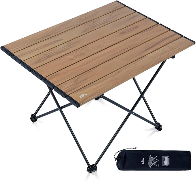 iClimb Ultralight Compact Camping Folding Table with Carry Bag (Nature - L)