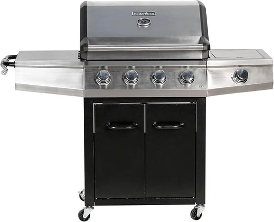 MASTER COOK 4 Burner Gas Grill, 52,000BTU Cabinet Style Grill, Propane Grill with Side Burner, Built with Stainless Steel (Black)