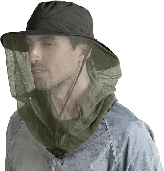 Fishing Hat Sun Protection Hat Mosquito Head Net for Outdoors Bucket Hat with Hidden Net Mesh