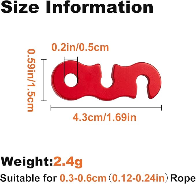 SATINIOR Guyline Tensioner Aluminum Alloy Tent Cord Paracord Tensioner Guy Line Rope Adjusters Cam Jam Cord Tighteners for Outdoor Tent Camping Hiking Accessories