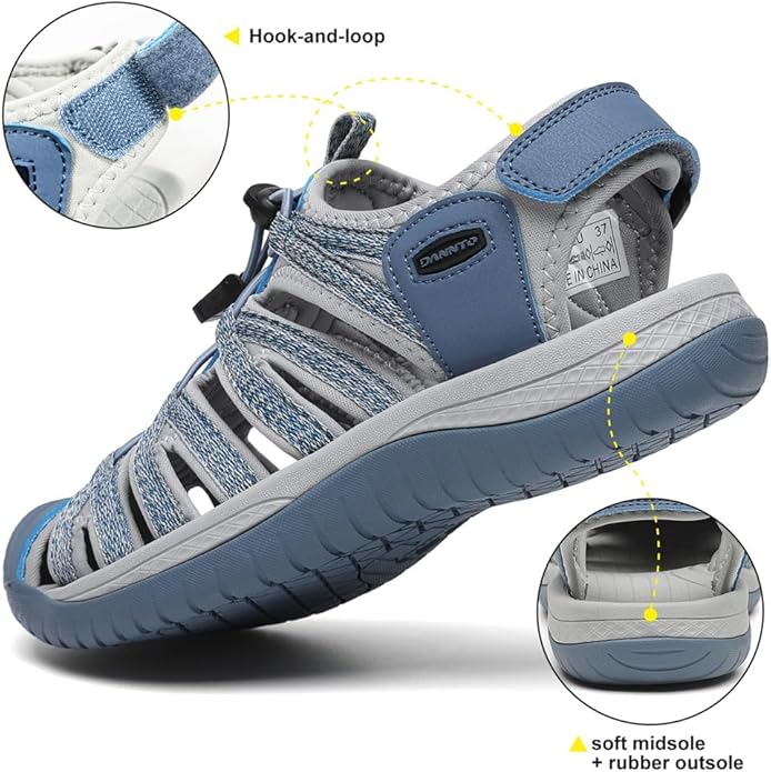 Dannto Women's Closed Toe Hiking Sandals Walking Water Sandal Comfort Athletic Sport Outdoor Sandals