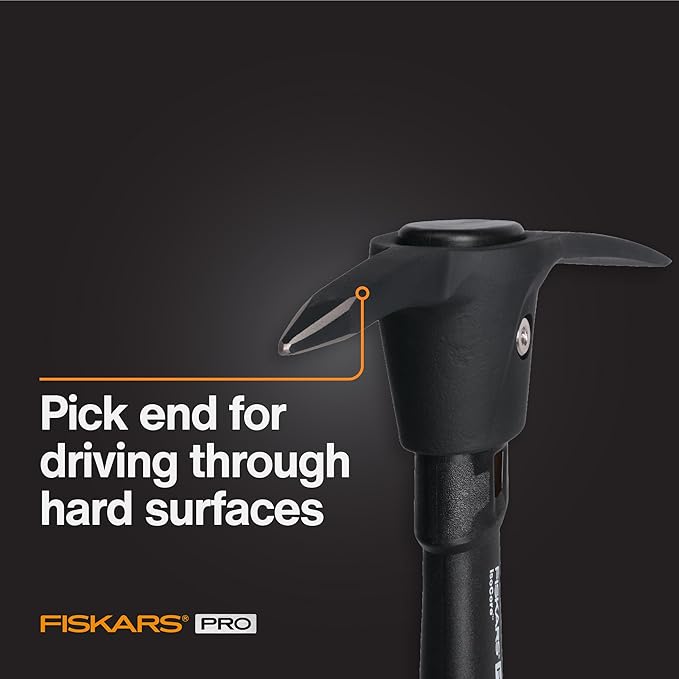 Fiskars IsoCore Pickaxe Mattock with Shock-Absorbing Handle, Dual-Head Tool for Roots & Rocks, 1.5 lb