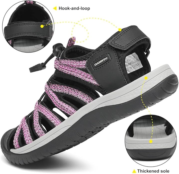 Dannto Women's Closed Toe Hiking Sandals Walking Water Sandal Comfort Athletic Sport Outdoor Sandals