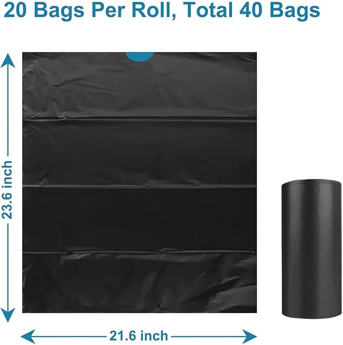 40 PCS Portable Toilet Bags with Drawstring, Biodegradable Porta Potty Bags - 8 Gallon Thickened Waste Bags Fit for 5 Gallon Bucket, Camping Poop Bag, Trash Bags for Home Boating Travel Outdoor