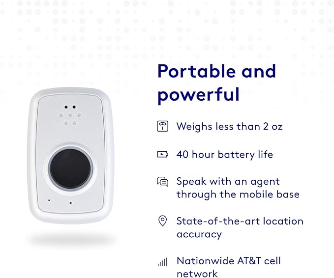 ADT - On-The-Go Mobile Medical Alert System for Seniors - GPS Capabilities, Included Waterproof Wearable Panic Button, 24/7 U.S. Based Monitoring (White Wristband)