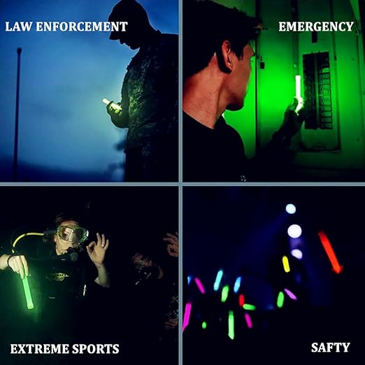 Glow Fever Super Bright Emergency Safety Military Grade Glow Sticks with 5 Minutes Duration. Great for Concerts Live Events, Camping, Dancing, Weddings and Summer Vacation (Green, 10PCS)