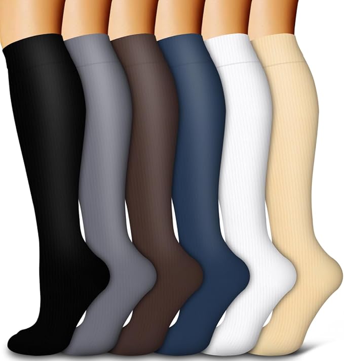 6 Pack Copper Compression Socks for Women and Men Circulation-Best Support for Medical, Running,Nursing,Athletic