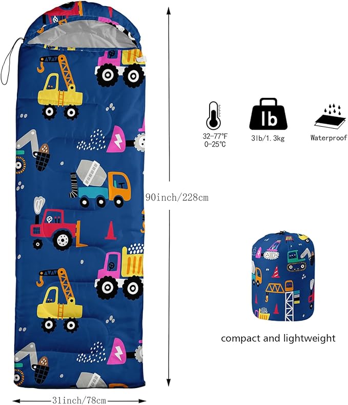 Camping Sleeping Bags Warm & Cool Weather Waterproof Backpacking Sleeping Bag All Seasons Camping, for Adult Kids Boy Girls Camping Gear Equipment, Traveling