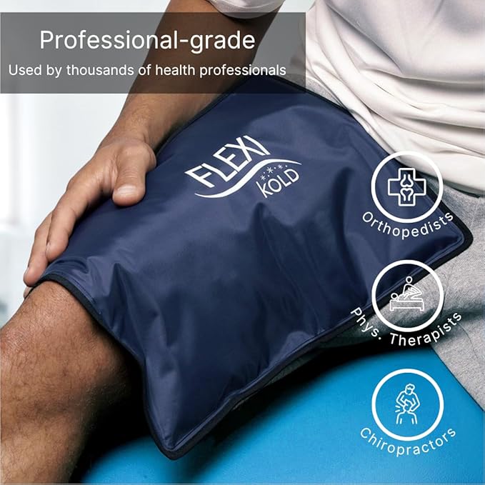 2 FlexiKold Gel Ice Packs (Standard Large: 10.5" x 14.5") - Reusable Cold Pack for Injuries, for Back Pain Relief, Migraine Relief Pad, After Surgery, Postpartum, Headache, Shoulder - 6300-COLD 2PK