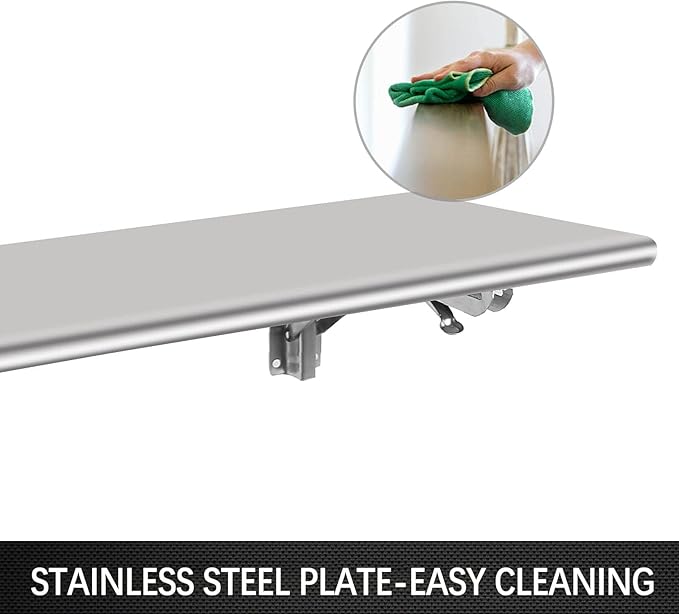 50" x 12" Folding Concession Shelf–Stainless Steel Food Shelf Serving for Concession Serving Window,Kitchen,Restaurant,Bar Use