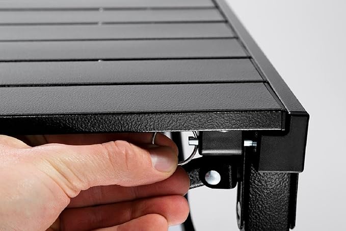 Heavy-Duty Roll-Top Table for Camping - Portable Aluminum-Top Folding Table with Steel Frame by Caddis Sports (Medium)