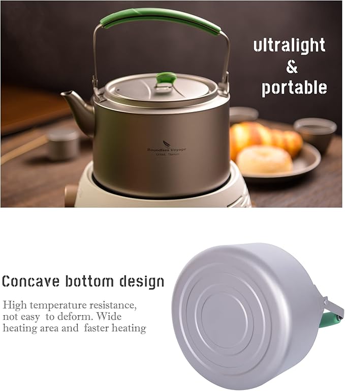 Boundless Voyage Titanium Kettle 800ml/1200ml with Folding Handle Filter Outdoor Camping Big Capacity Teapot (800ml)