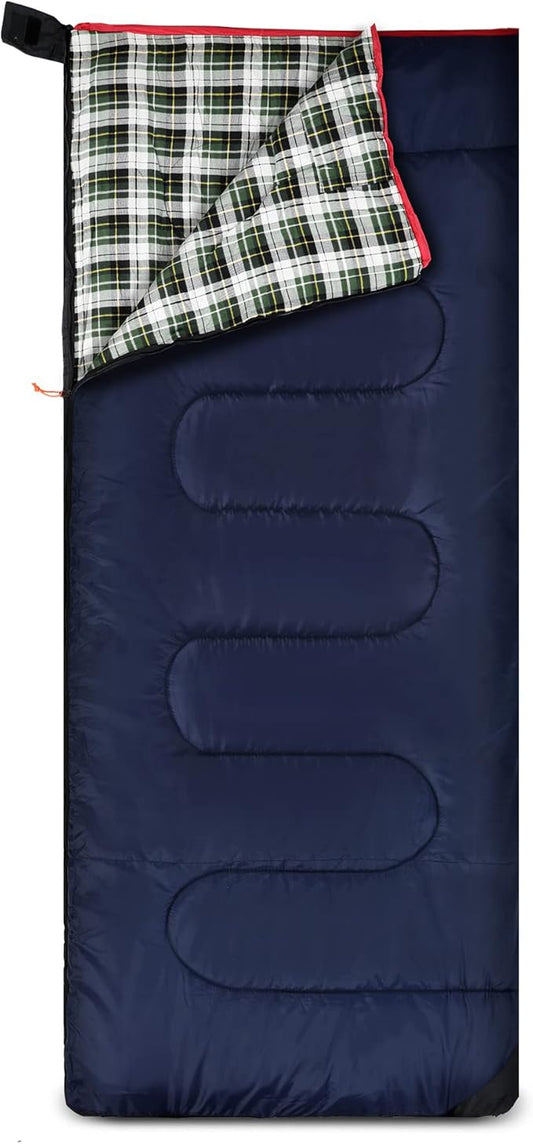 REDCAMP Cotton Flannel Sleeping Bag for Camping Backpacking, Adults Cold Weather Envelope Sleeping Bags with 2/3/4/6lbs Filling
