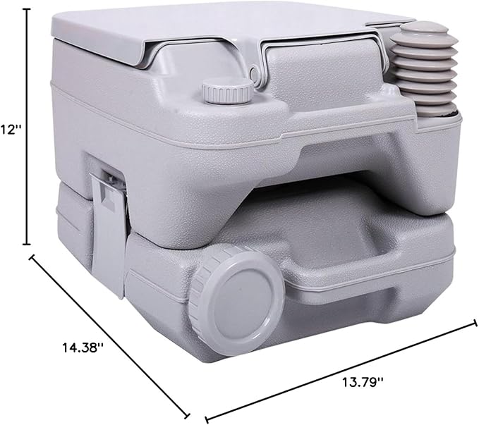 JAXPETY 2.6 Gallon Outdoor Portable Toilet for RV Travel, Camping, Boating & Car, Leak-Proof Cassette Toilet, Grey