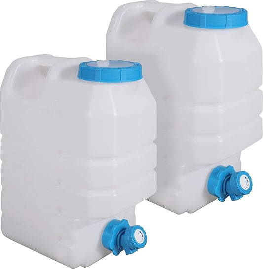 4 Gallon/15L Water Container with Spigot, Portable BPA Free Water Jug, Multifunction Water Tank for Camping Outdoor Hiking Picnic Supplies, 2 Pack